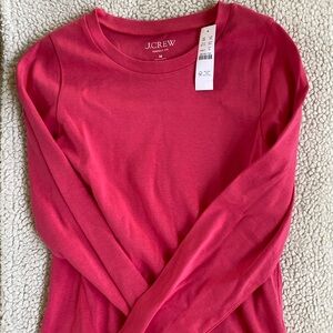 J. CREW Perfect Fit Pink Crew Neck Long Sleeve Tee T-Shirt Top - Sz Medium